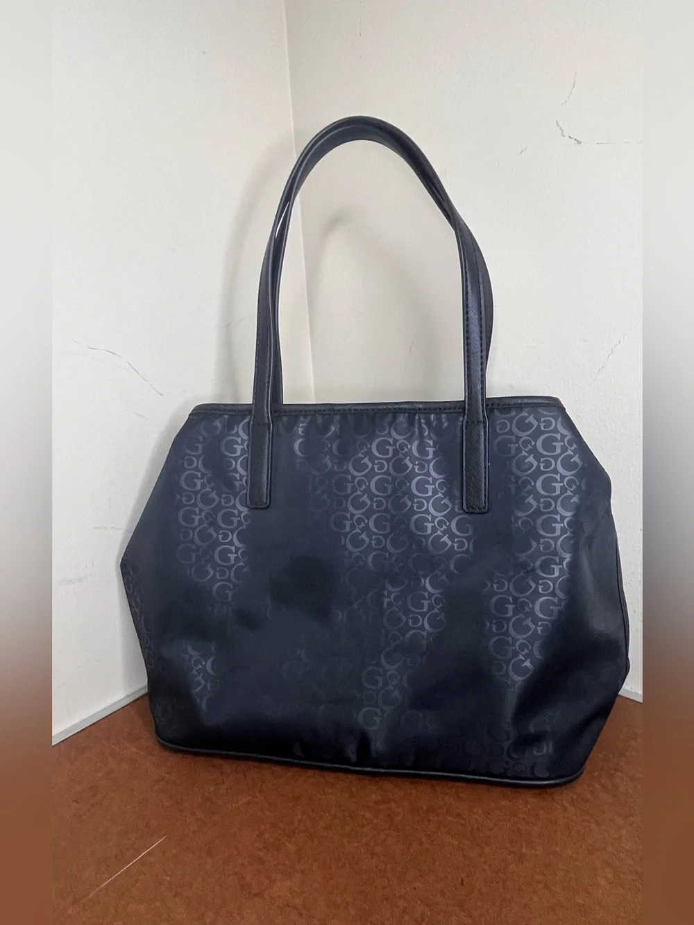GUESS Black Monogram Tote Bag